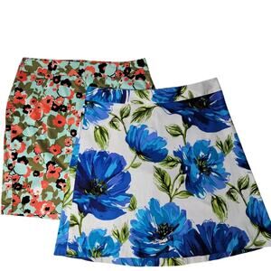 Lane Bryant Floral Skirt Bundle 20 Pencil Stretch Cotton Plus Size Bold Artsy‎